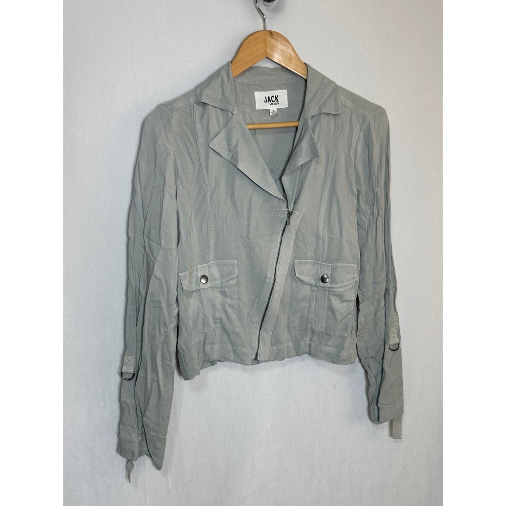Jack by BB Dakota Womens Sage Green Rayon‎ Moto Jacket Asymmetric Zip Small